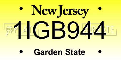 1IGB944 New Jersey License Plate