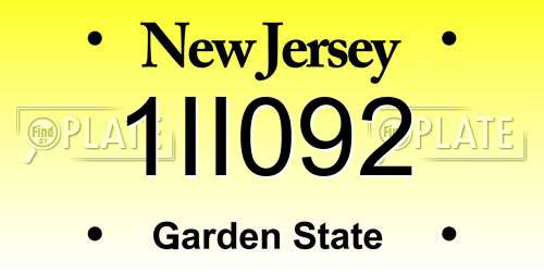1II092 New Jersey License Plate