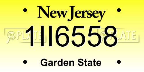 1II6558 New Jersey License Plate