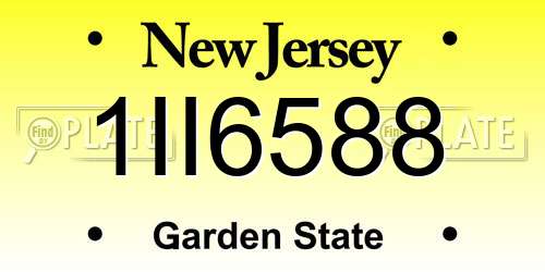 1II6588 New Jersey License Plate