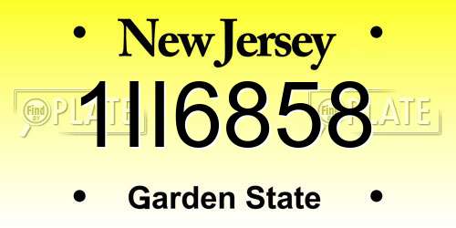 1II6858 New Jersey License Plate