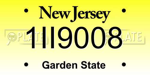 1II9008 New Jersey License Plate