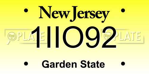 1IIO92 New Jersey License Plate