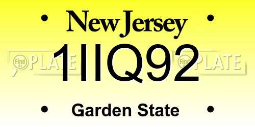 1IIQ92 New Jersey License Plate