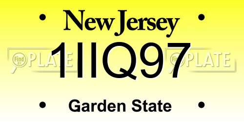 1IIQ97 New Jersey License Plate
