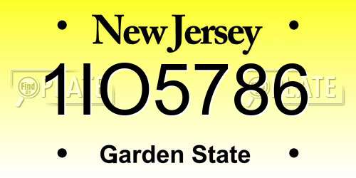 1IO5786 New Jersey License Plate