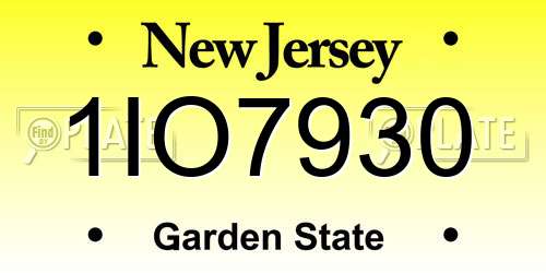 1IO7930 New Jersey License Plate