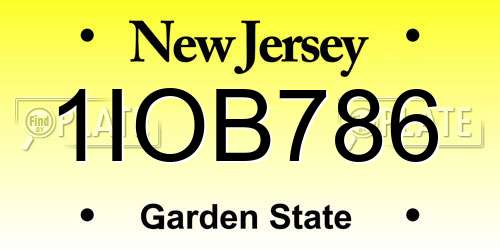1IOB786 New Jersey License Plate