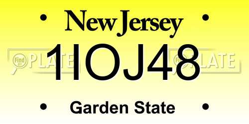 1IOJ48 New Jersey License Plate