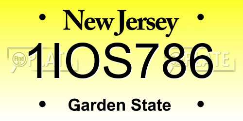 1IOS786 New Jersey License Plate