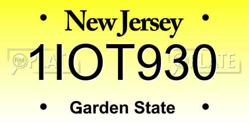 1IOT930 New Jersey License Plate