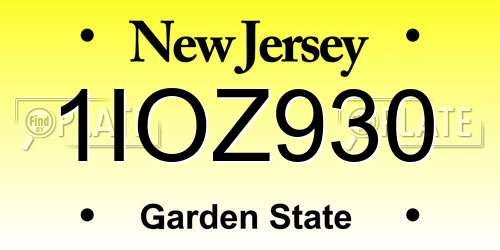 1IOZ930 New Jersey License Plate