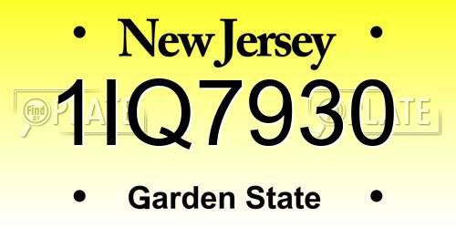 1IQ7930 New Jersey License Plate