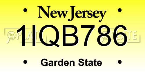 1IQB786 New Jersey License Plate