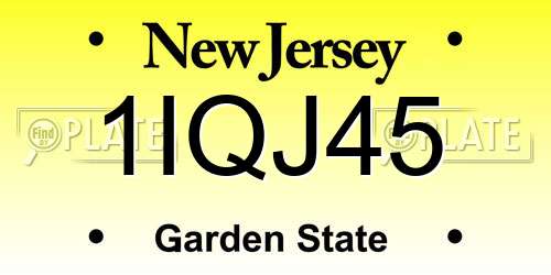 1IQJ45 New Jersey License Plate