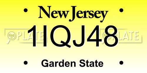 1IQJ48 New Jersey License Plate