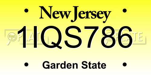 1IQS786 New Jersey License Plate
