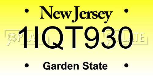 1IQT930 New Jersey License Plate