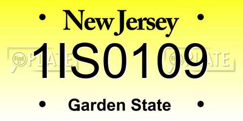 1IS0109 New Jersey License Plate