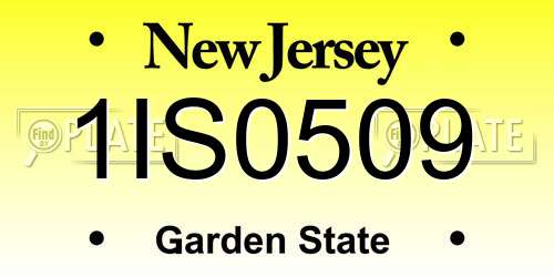 1IS0509 New Jersey License Plate