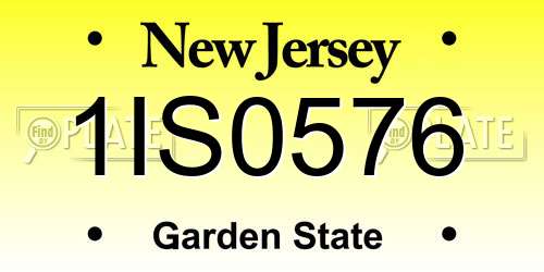 1IS0576 New Jersey License Plate