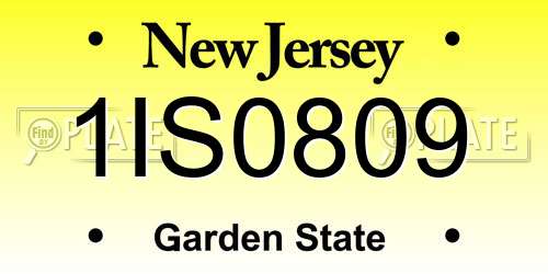1IS0809 New Jersey License Plate