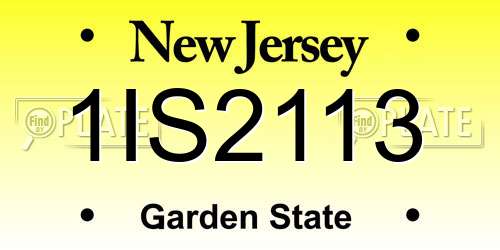 1IS2113 New Jersey License Plate