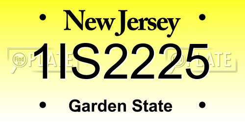 1IS2225 New Jersey License Plate