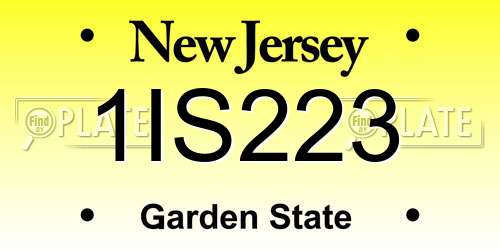 1IS223 New Jersey License Plate