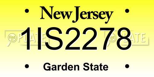 1IS2278 New Jersey License Plate
