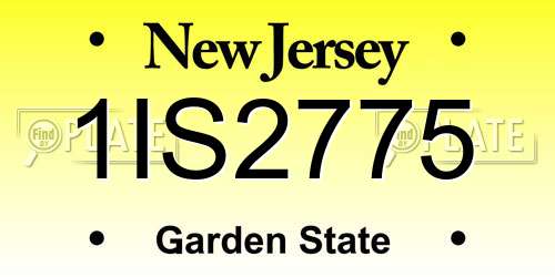 1IS2775 New Jersey License Plate