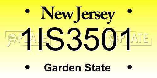 1IS3501 New Jersey License Plate