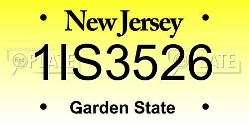 1IS3526 New Jersey License Plate