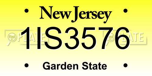 1IS3576 New Jersey License Plate