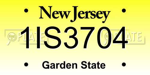 1IS3704 New Jersey License Plate