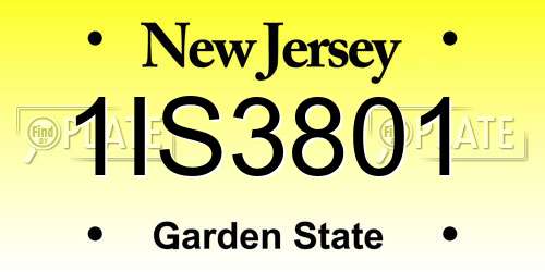 1IS3801 New Jersey License Plate