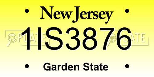 1IS3876 New Jersey License Plate