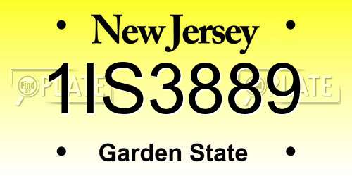 1IS3889 New Jersey License Plate
