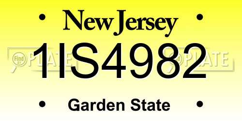 1IS4982 New Jersey License Plate