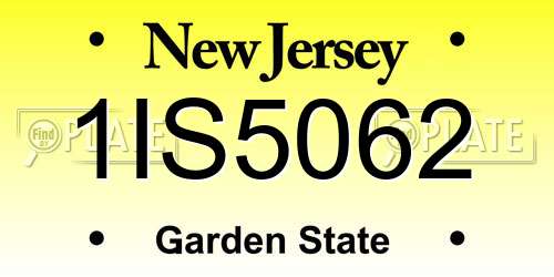 1IS5062 New Jersey License Plate