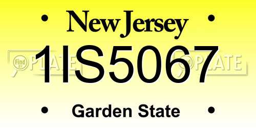 1IS5067 New Jersey License Plate