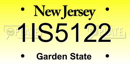 1IS5122 New Jersey License Plate