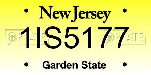 1IS5177 New Jersey License Plate