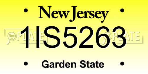 1IS5263 New Jersey License Plate