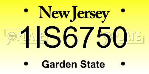 1IS6750 New Jersey License Plate
