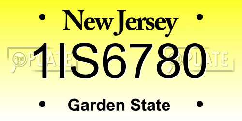 1IS6780 New Jersey License Plate