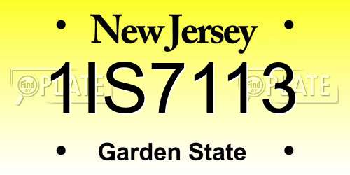 1IS7113 New Jersey License Plate