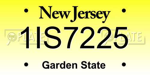 1IS7225 New Jersey License Plate