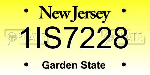 1IS7228 New Jersey License Plate