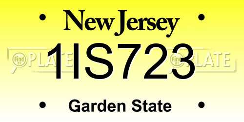 1IS723 New Jersey License Plate